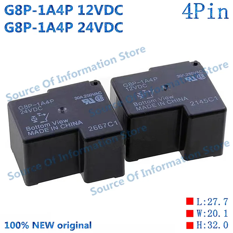 

5Pcs, G8P-1A4P, 12VDC, 24V, DC, DC, 12V, 24V, 30A, 4Pin Relay, 100% New