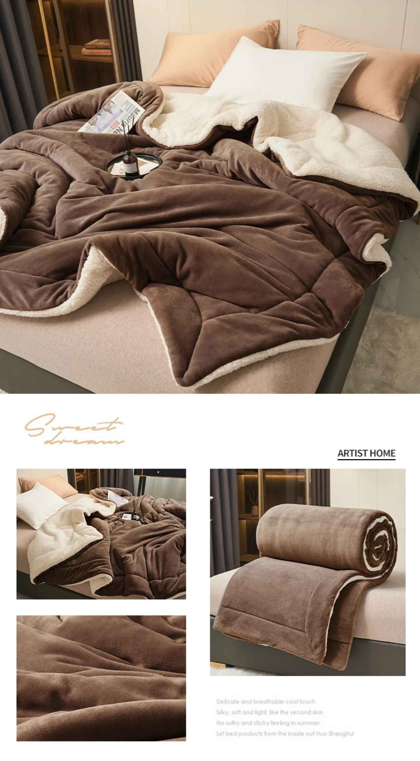 Weighted Winter Blanket for Bed Sofa Warm Thick Throw Blanket Fluffy Plush Solid Soft Fleece Blanket For Single Double Size