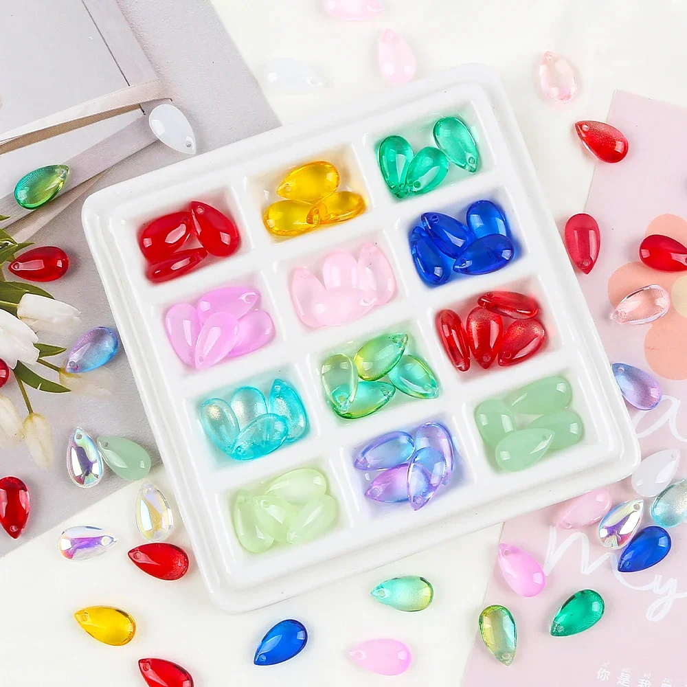 

30pcs 8x14mm Mixed Color Water Drop Shape Beads Czech Glass Loose Spacer Beads For Jewelry Making Diy Bracelet Accessories