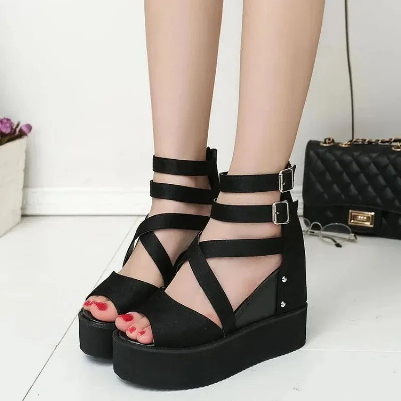 2024 Summer Leisure Women\'s Wedges sandals Woman Roman shoes Platform Shoelaces High Heels Female Casual Shoes Large size 42