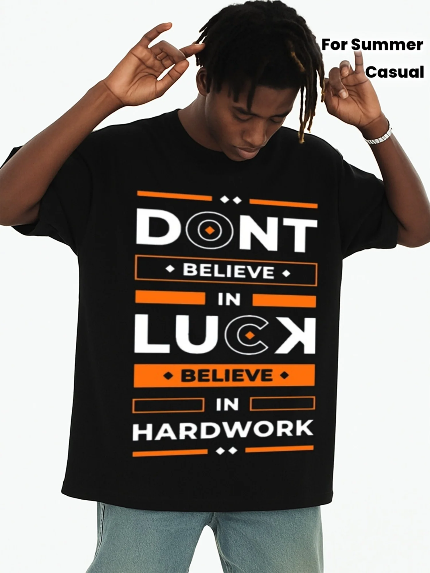Believe in Effort T-Shirt Men's Fun T-Shirt Black Casual Top Summer Daily Wear Weekend Outfit Hip Hop Street Style T-Shirt Summer Autumn Unique Design Summer Print Easter Gift