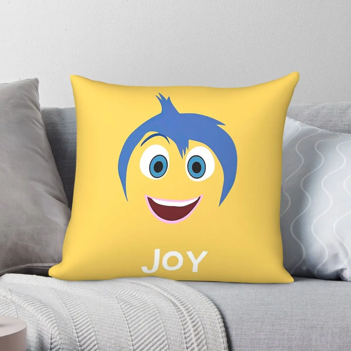 Inside Out 2 Joy Square Pillowcase Polyester Linen Velvet Pattern Zip Decor Home Cushion Cover