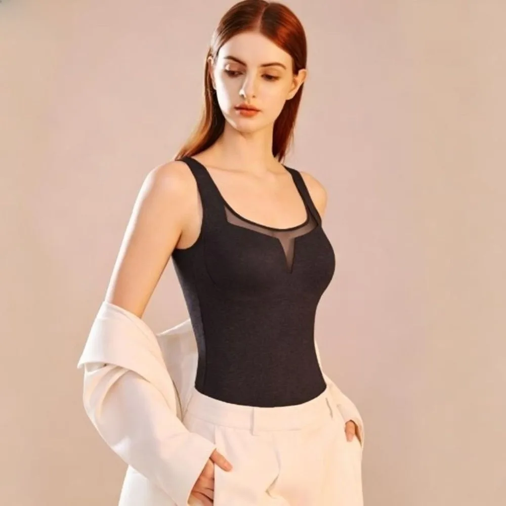 Seamless Thermal Underwear Sleeveless Keep Warm Women's Slim Vest with Chest Pad Autumn Winter Bottoming Camisole Daily