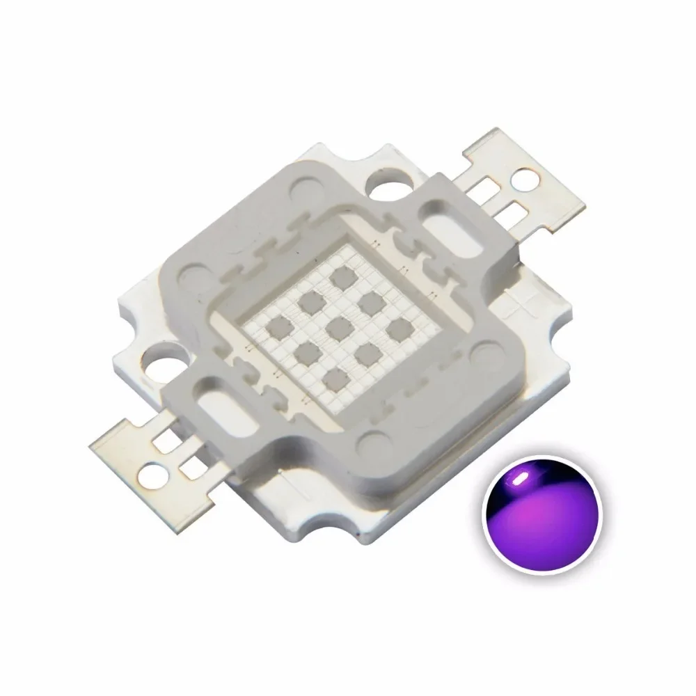 10W High Power LED UV Light Chip 365nm 375NM 385nm 395nm 400nm 415nm 430nm Ultra Violet DIY #D