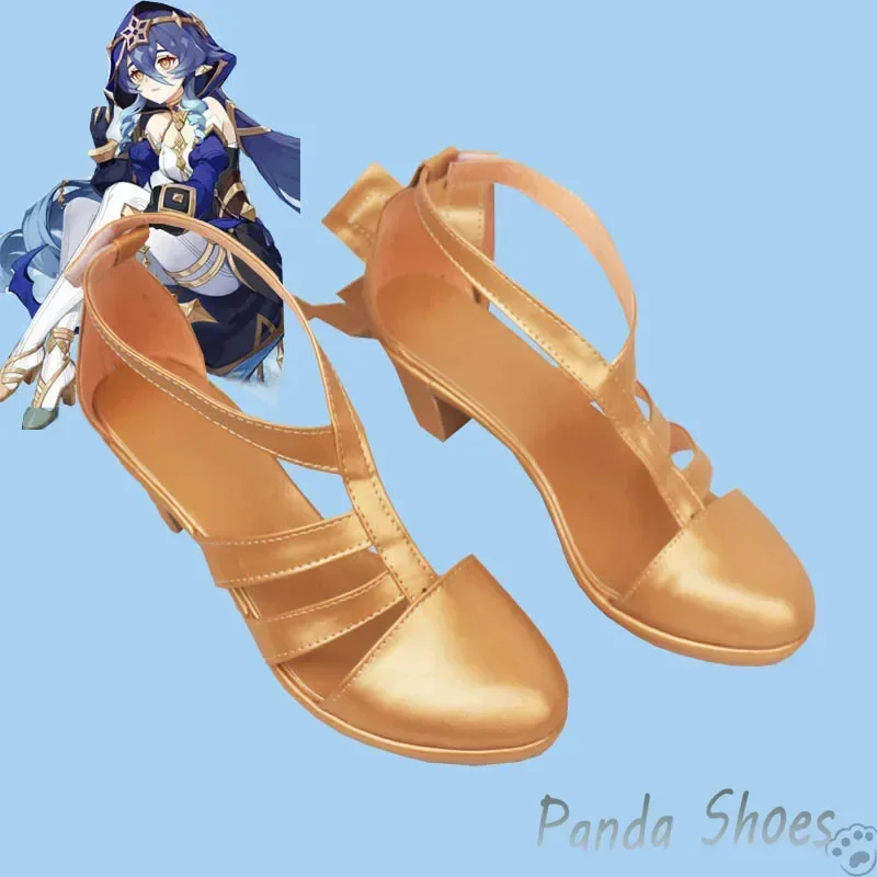 Genshinimpact Layla Cosplay Schoenen Anime Game Cos Gouden Klompen Laarzen Layla Cosplay Kostuum Prop Schoenen voor Con Halloween Party