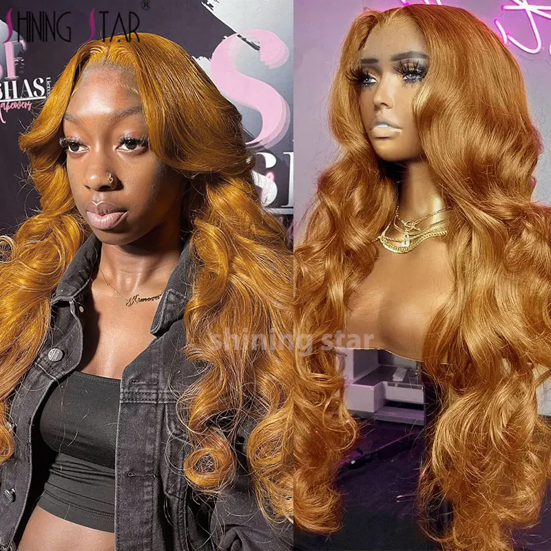 

Ginger blonde Human Hair Wig 13x6 Hd Lace Frontal Wig 30 34 Inch Transparent Colored Brazilian 13x4 Body Wave Lace Front Wigs