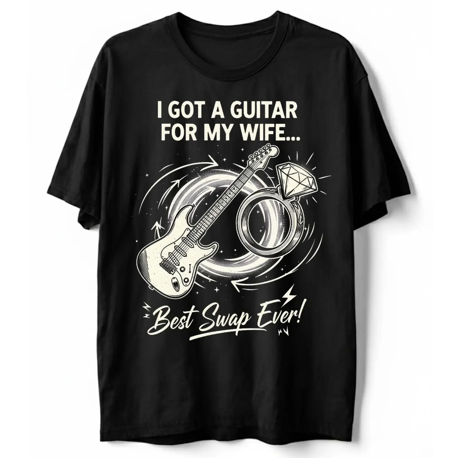 Funny Husband T Shirt I Got A Guitar For My Wife Best Swap Ever Joke  vintage Washed Stylish Stretched Comfortable Breathable