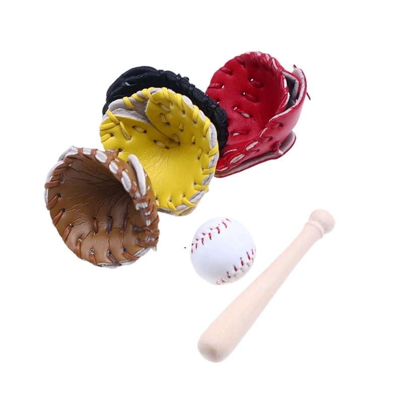 1 zestaw domek dla lalek rękawica z kijem baseballowym Mini symulacja Model sportowy dekoracja miniatury zabawki