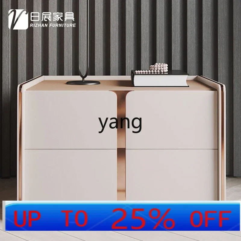 

LH light luxury simple stainless steel with drawers bedside table Internet celebrity senior sense locker