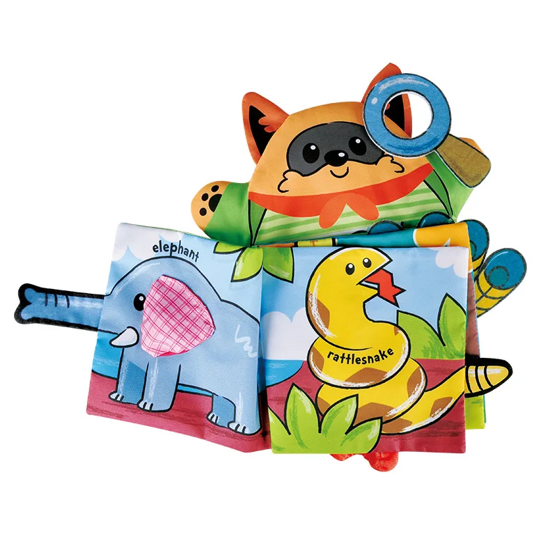

New Children's Hand Puppet Cloth Book Can't Be Torn, Ringing Paper Baby Early Education Toy Cartoon Animal Cognition Cloth Book