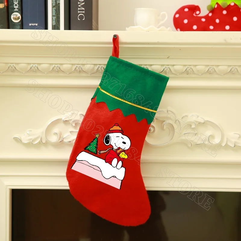 Snoopy Christmas Stockings Gifts Bags Cartoon Anime Graphic Print New Year Dinner Party Home Decor Xmas Tree Decorations Gift