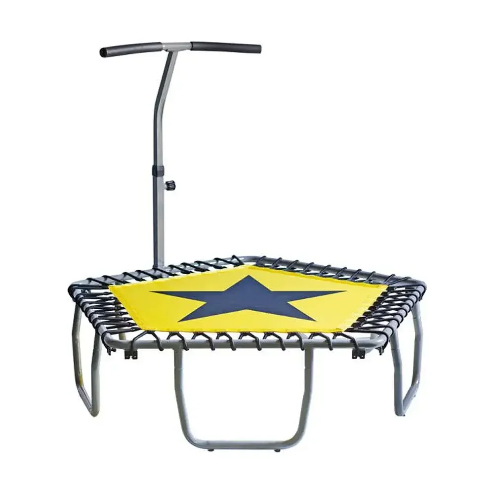 Mini Hexagonal Trampoline for Kids With Handlebar Yellow Star Design Indoor Jumping Rebounder Children Exercise Play Equipment
