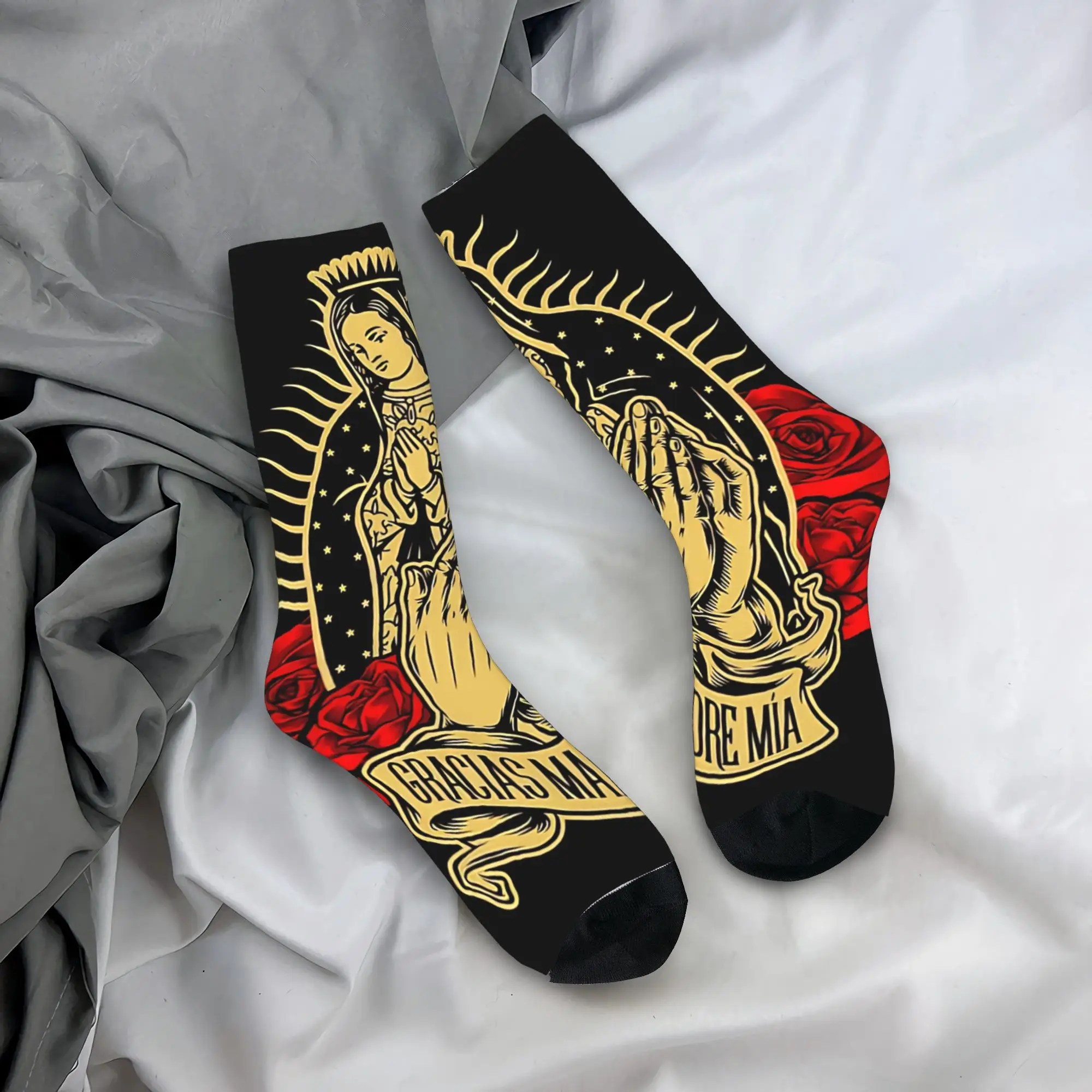 Virgin Guadalupe  Socks Winter  Stockings Retro Unisex Men Quality Socks Design Cycling Non Slip Socks