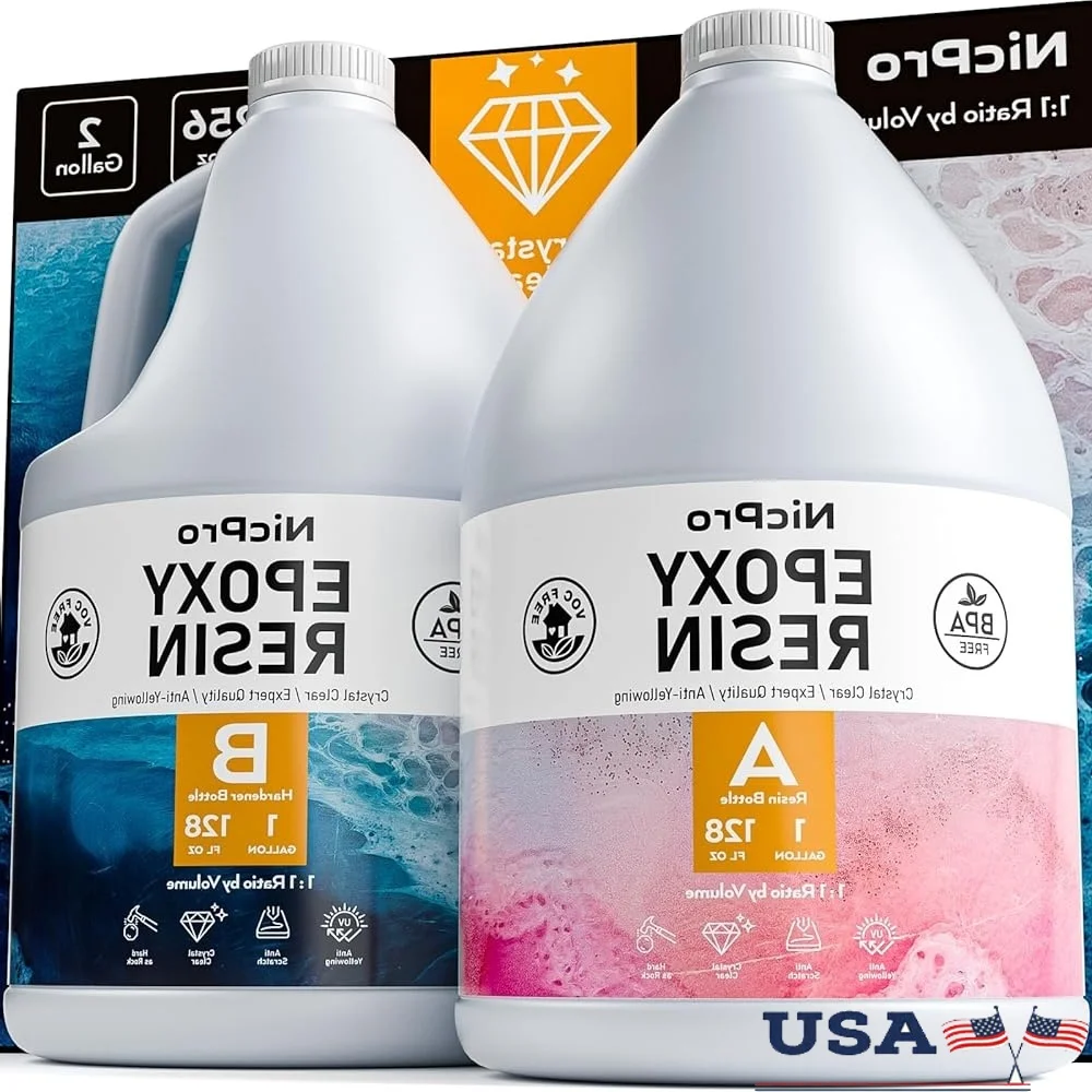 

2-галлонный комплект прозрачной эпоксидной смолы, без пожелтения пузырей, бесплатный пищевой сейф, сделай сам, художественное ремесло, ювелирное покрытие, литье