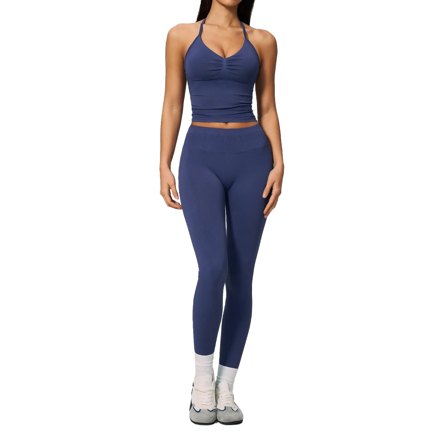 2026 2 Piece Yoga Set High Waist Capri Leggings Sports Bra Crop Top Workout Gym Athletic Outfits Female Fitness Activewear Suit