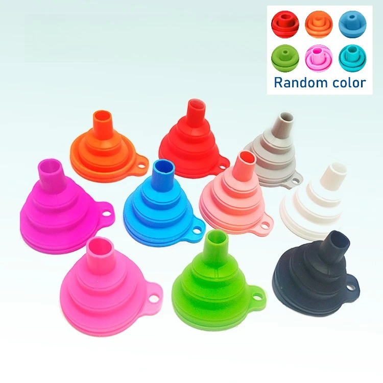 Foldable Silicone Funnel Set – Collapsible Small & Large Funnels for Kitchen, Water Bottles & Liquid Transfer (Random Color)