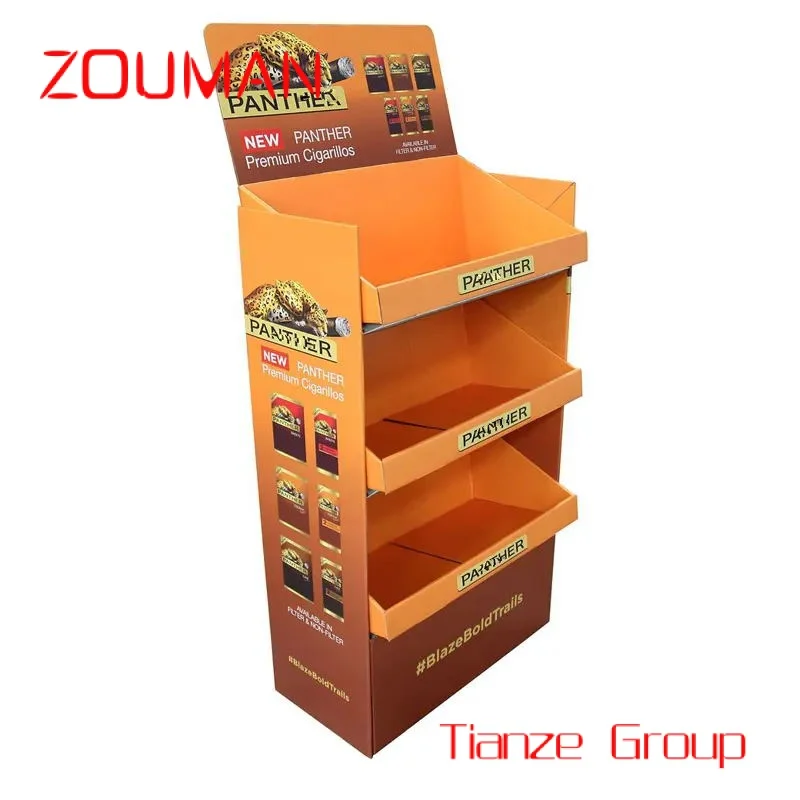 Custom , Custom Portable Pos merchandise supermarket shelves retail cardboard floor product display stand paper display stand