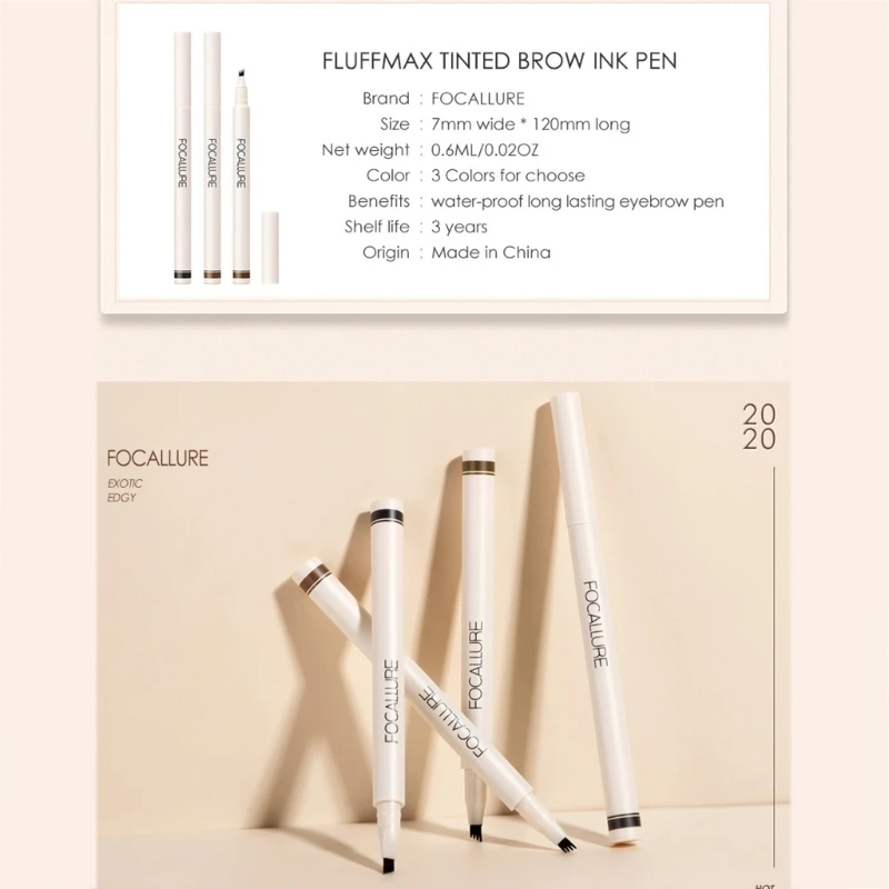 ดินสอเขียนคิ้วชนิดกันน้ำพร้อมหัวแปรง Micro-Fork Tip ปากกาเขียนคิ้ว Microblading สร้าง Dropship การแต่งหน้าตามธรรมชาติ