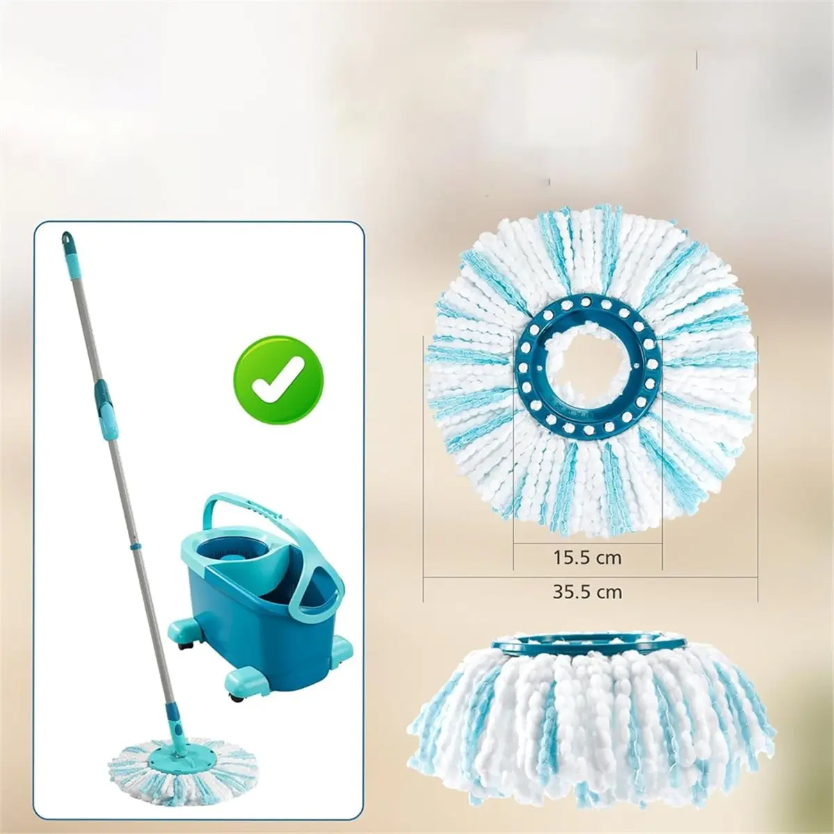 TODAY@BUY Cabezal de Repuesto para Mopa Leifheit Clean Twist Disc Mop Ergo/Leifheit Clean Twist Disc Mop Micro Set, para Todo Tipo de Pisos