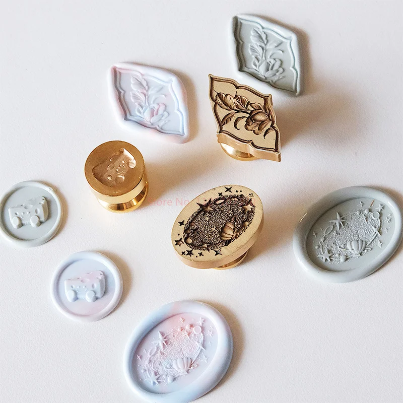 New Shell Wax Seal Stamp Brass Head Peony Embossed 3D Relief Sealing Wax Stamp Mental Head Toy DIY Scrapbook Envelope Sealing