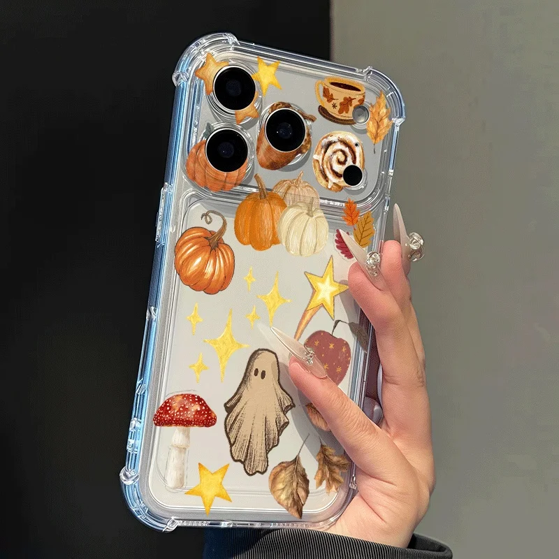 Phone Case For Samsung Galaxy S26 S23 S25 S24 Ultra Plus A57 A56 A55 A17 A27 A36 A37 A07 Pumpkin Ghost Mushroom Coffee Cover