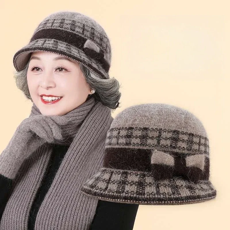 Damen-Eimerkappe mit Kuppelbogen für Damen, Winter, warm, winddicht, Baskenmütze, modisch, elegant, für Mütter