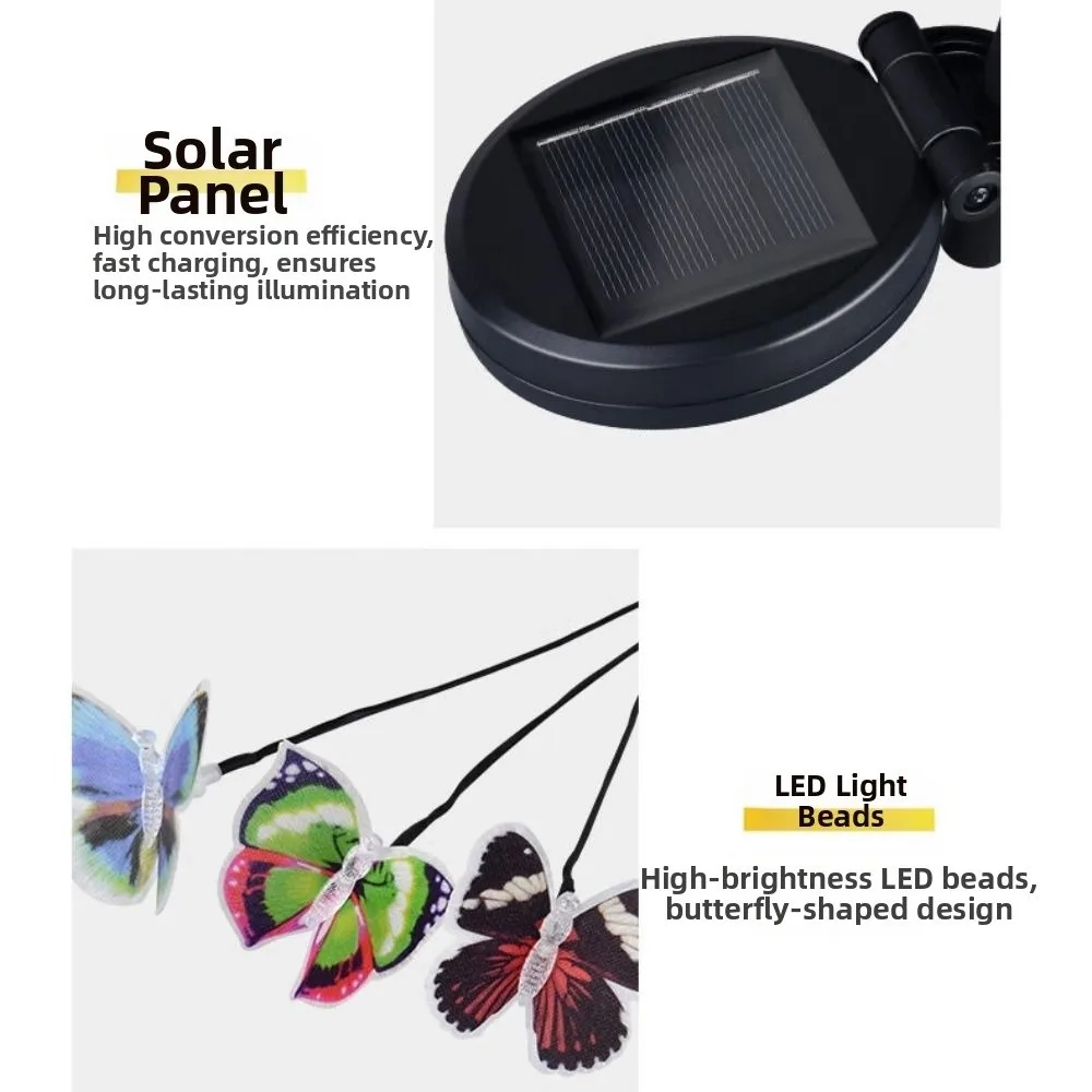 

3 Heads Solar Powered Butterfly Lamp Waterproof RGB Butterfly Stake Lights Creative Realistic Landscape Lawn Lamp Yard Porch