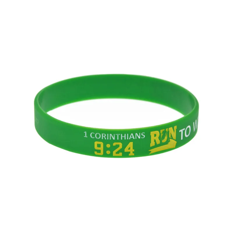 50 Pcs Jesus Silicone Rubber Wristband One Corinthians 9:24 run to win the prize Inspirational Bracelet