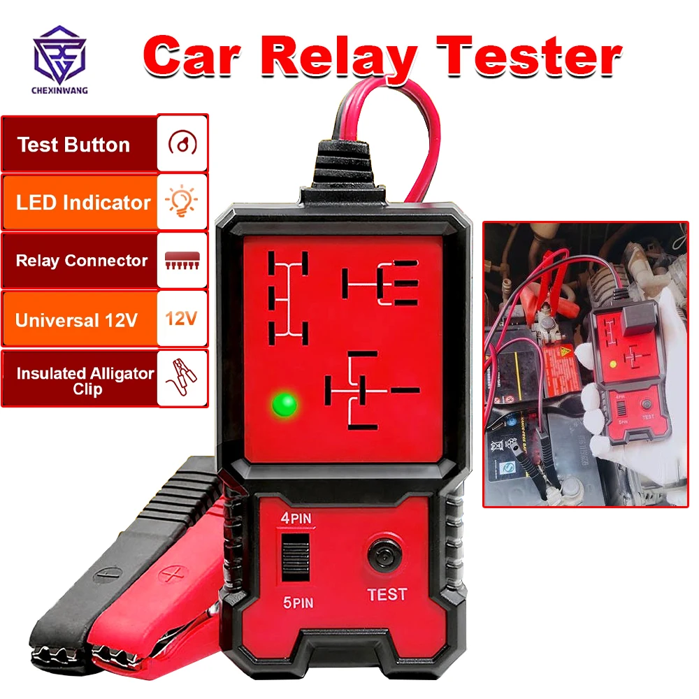 

Car Relay Tester Voltage Tester Universal 12V Car Battery Checker LED Indicator Light Automotive Electronic Relay Tester