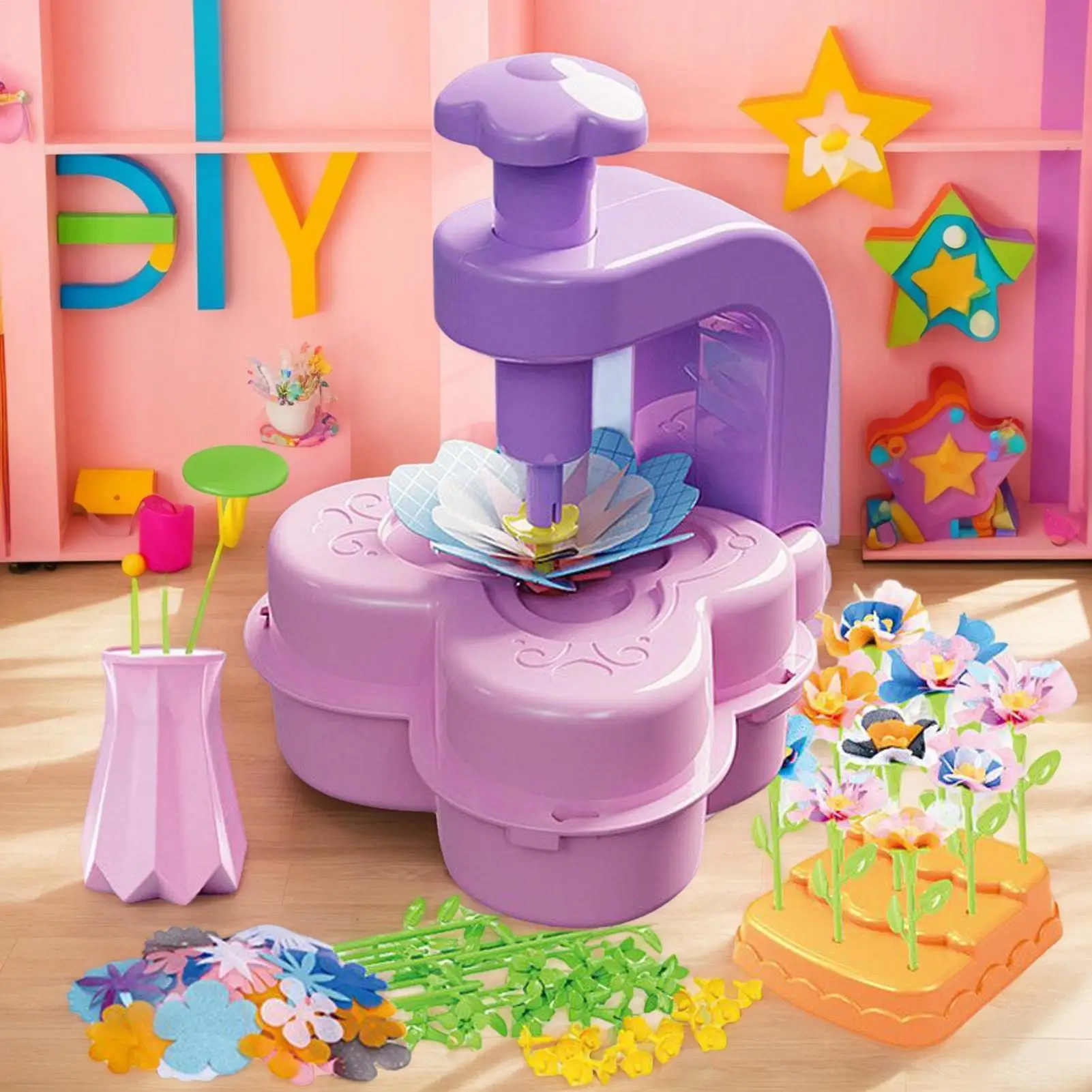 Fabric Flower Toy Set Girls Fabric Flower Craft Toy Beginners Over 3 Years Old Floral Bouquet Making Game For Home Crafting