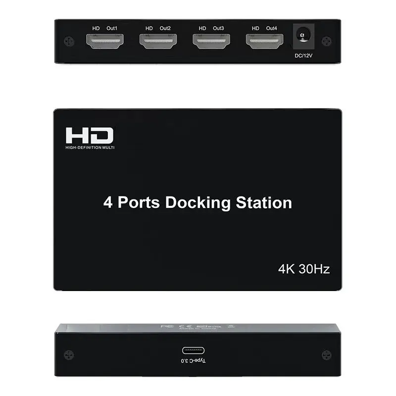 4-портовая док-станция Компьютер HDMI-совместимый расширитель экрана Разветвитель Сетевой передатчик 1 вход 4 выхода Разделенный дисплей 1X4