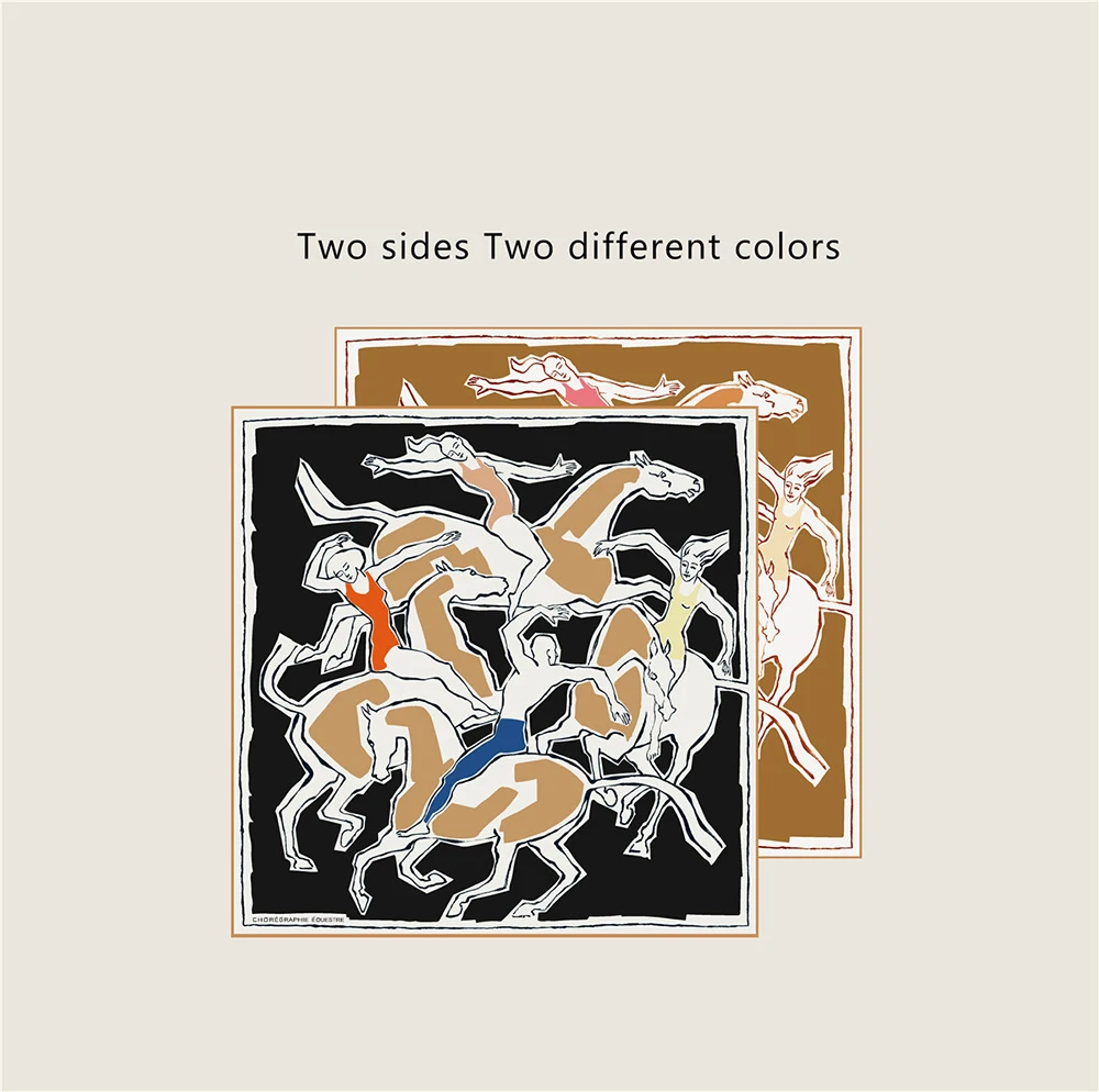 Reversible Twill Silk Scarf 90cm Square Scarves Hand-rolled Edges Bandanas Tops Shawls Bag Belt Neck Decoration Christmas Gifts