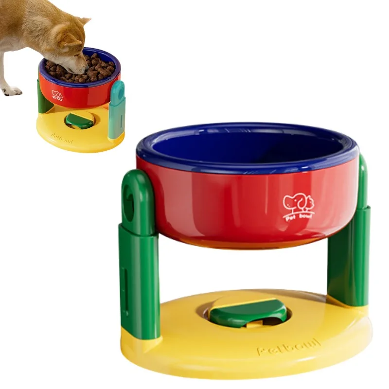 

Adjustable Elevated Dog Bowls Raised Stand Neck Protector Tilted Feeding Water Dishes Anti-Spill Non-Slip Stable for Cats Small