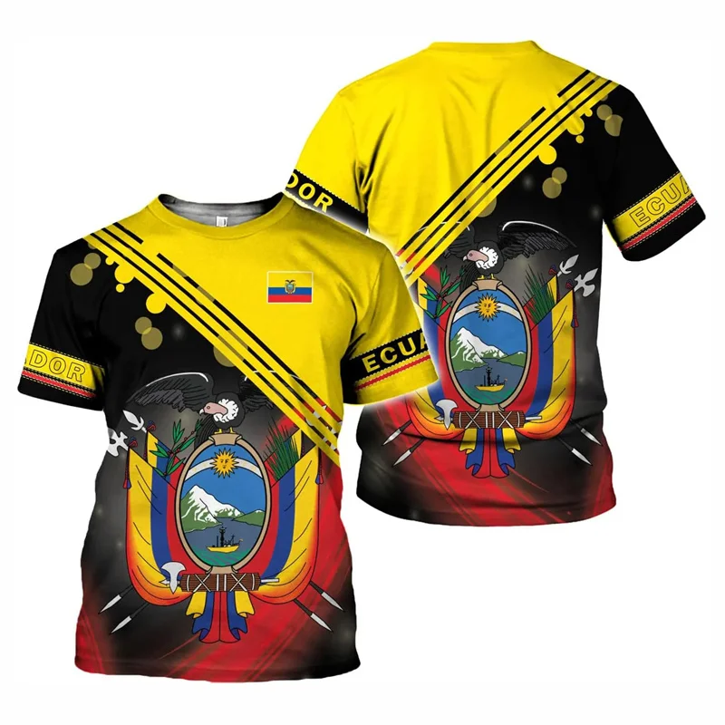 جديد علم الإكوادور تي شيرت الرجال والنساء عادية مستديرة الرقبة كبيرة ملابس بأكمام قصيرة Harajuku الشارع القمم ملابس الشارع الشهير