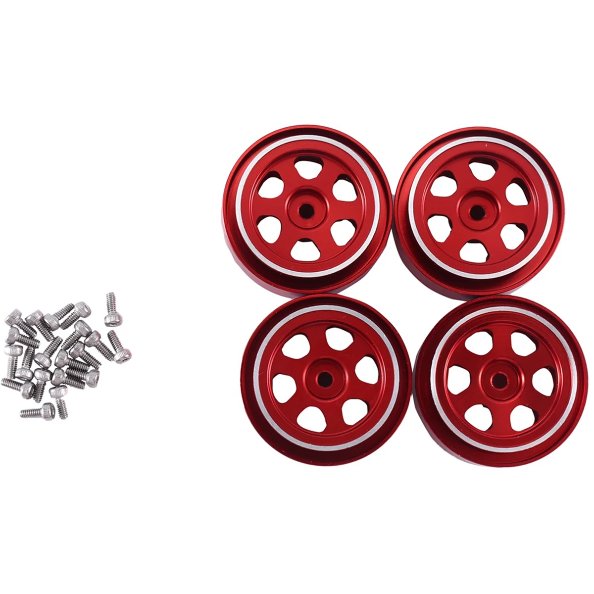 4Pcs 1.0 Inch Metal Beadlock Wheel Rim Wheel Hub for TRX4M 1/18 RC Crawler Car Upgrade Parts Accessories,Red