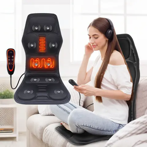 Electric Massage Chair Pad Heating Vibrating Full Body Back Massager Car Chair Cushion Home Office Lumbar With Remote Controls