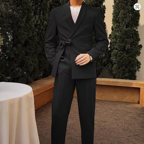 fashion Design-Oriented Men's Suit with Belt Fashionable Men's Tuxedo Customized 2 pieces Blazer And Pants set Party