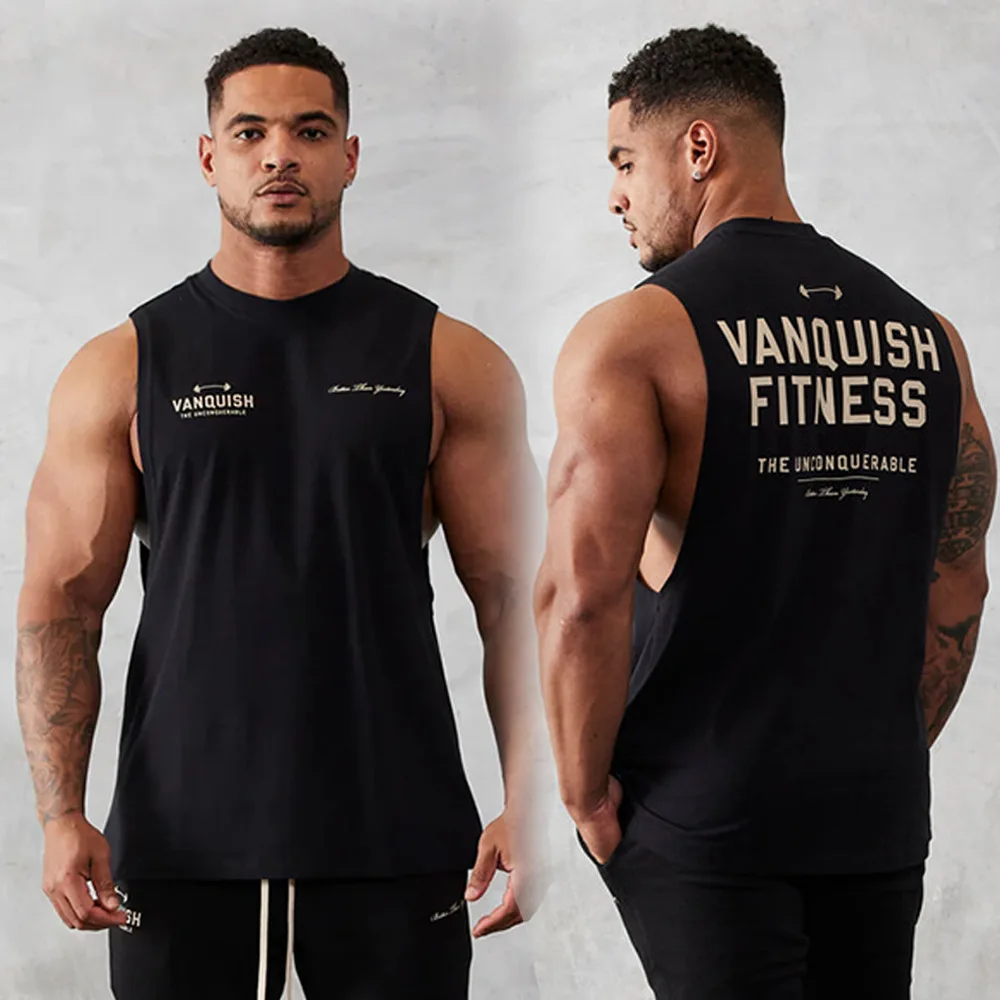 Bodybuilding Summer Tank Top Fitness Training Clothing Loose Leisure Gym Sport Sleeveless muscle Shirt Men Fashion Vest