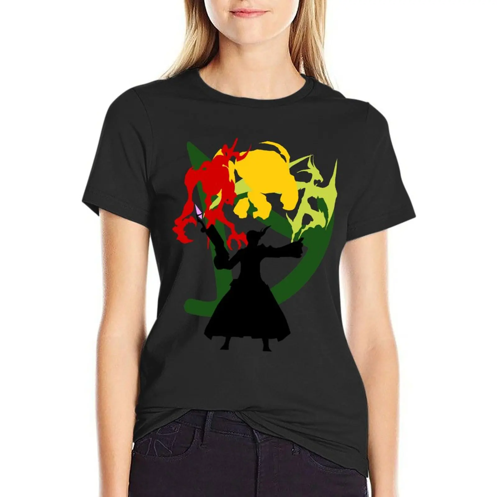

Summoner Egis (Black Silhouette) T-Shirt anime quick drying sweat Aesthetic clothing white t shirts for Women