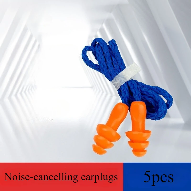 

5pcs Earplugs Soft Silicone Corded Ear Protector Soundproof Earmuffs Noise Protection Earplugs Sleep Snoring Reusable EarPlugs