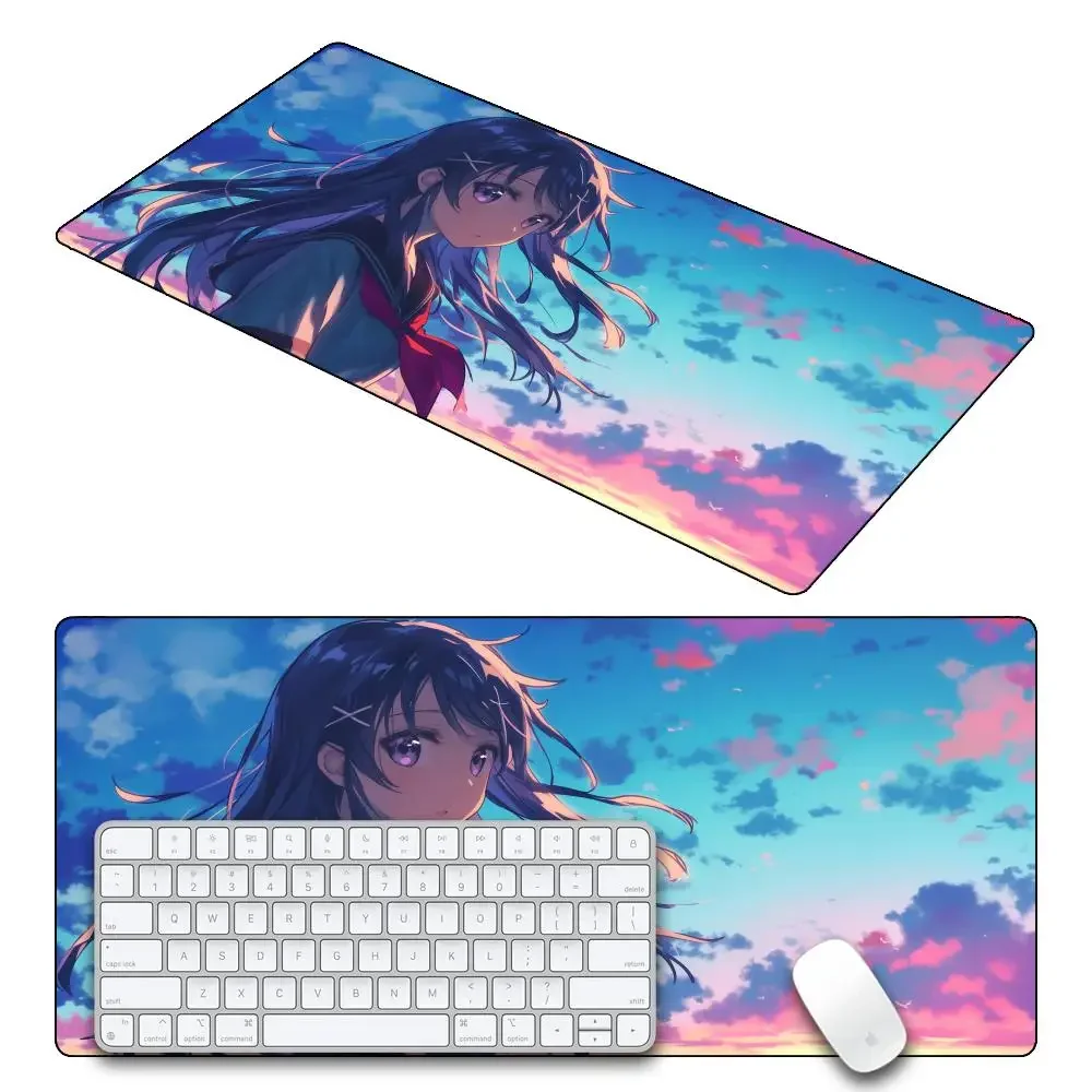 Sakurajima Mai Bunny Girl لوحة ماوس كوميدية لعبة الكمبيوتر المحمول تلعب حصيرة اضافية كبيرة Kawaii أنيمي عدم الانزلاق ماوس ملحقات ألعاب الكمبيوتر