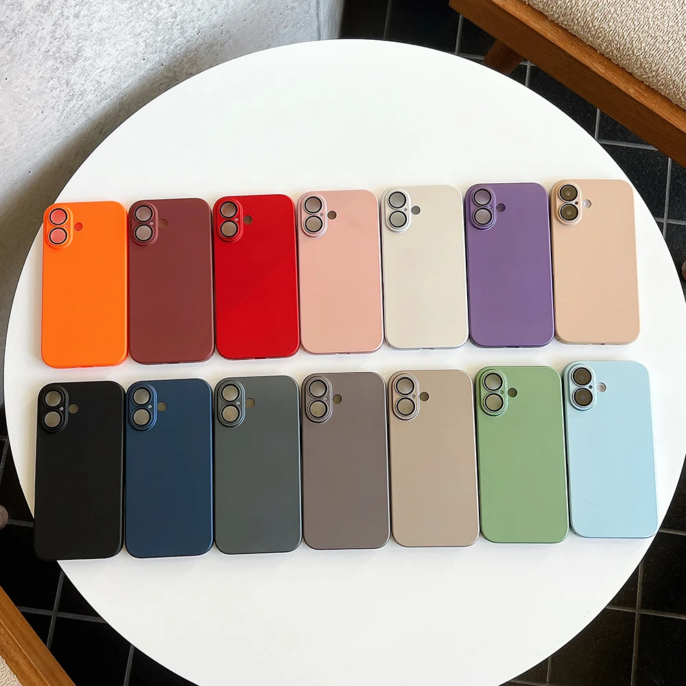 Ultra-thin Hard Matte PC Phone Case For iPhone 16 E 15 14 13 12 11 Pro Max Plus Luxury Frosted Lens Protection Film Cover Coque image 6