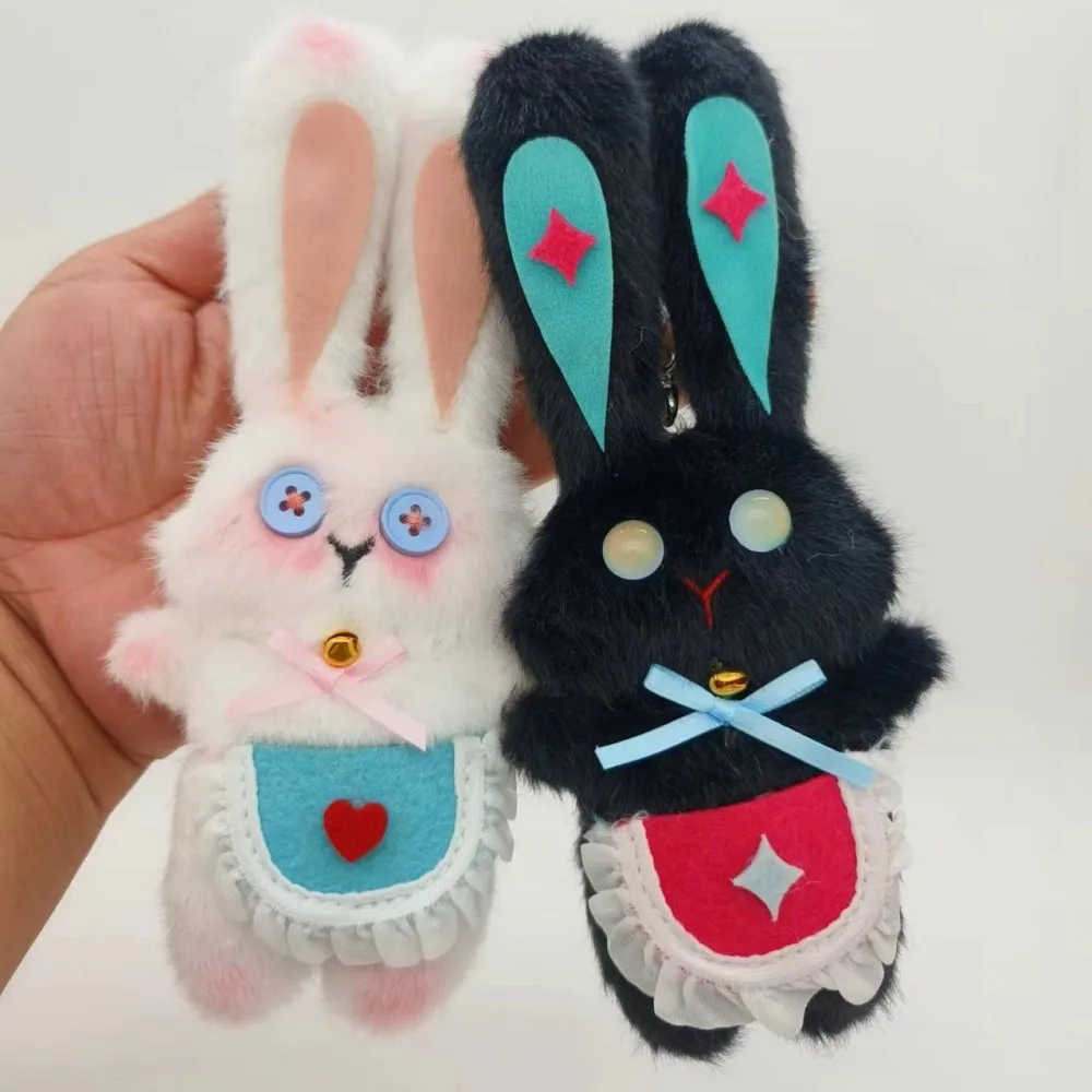 18cm Creative Rabbit Plush Keychain Apron Rabbit Keychain Cute Stuffed Animals Keyring Bag Pendant Girls Women Bag Accessories