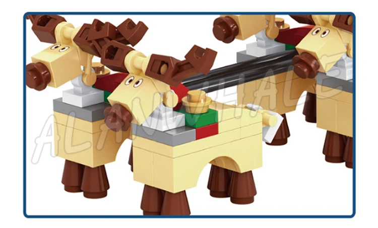 Santa's Reindeer Sleigh Building Blocks Set, Entrega de Natal, Céu Nevado, Árvore, Compatível com o Modelo, Inverno, 25526, 228Pcs