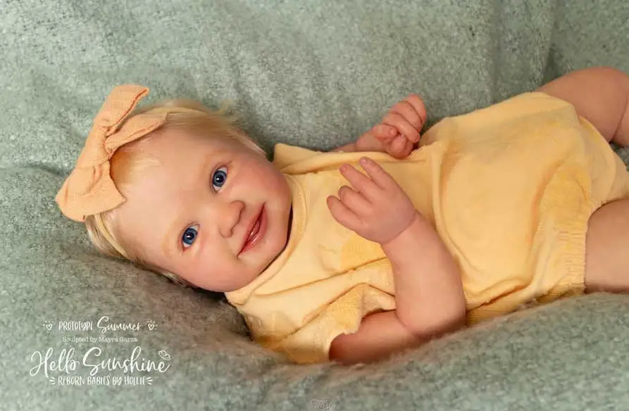 NPK 19inch Unpainted Unassembled Reborn  Smile Summer Fresh Color Doll Kit with Cloth Body DIY Doll Parts for Artists