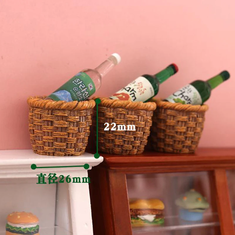 Cesta de resina en miniatura para casa de muñecas, accesorios de cocina, 1 unidad, 1:12