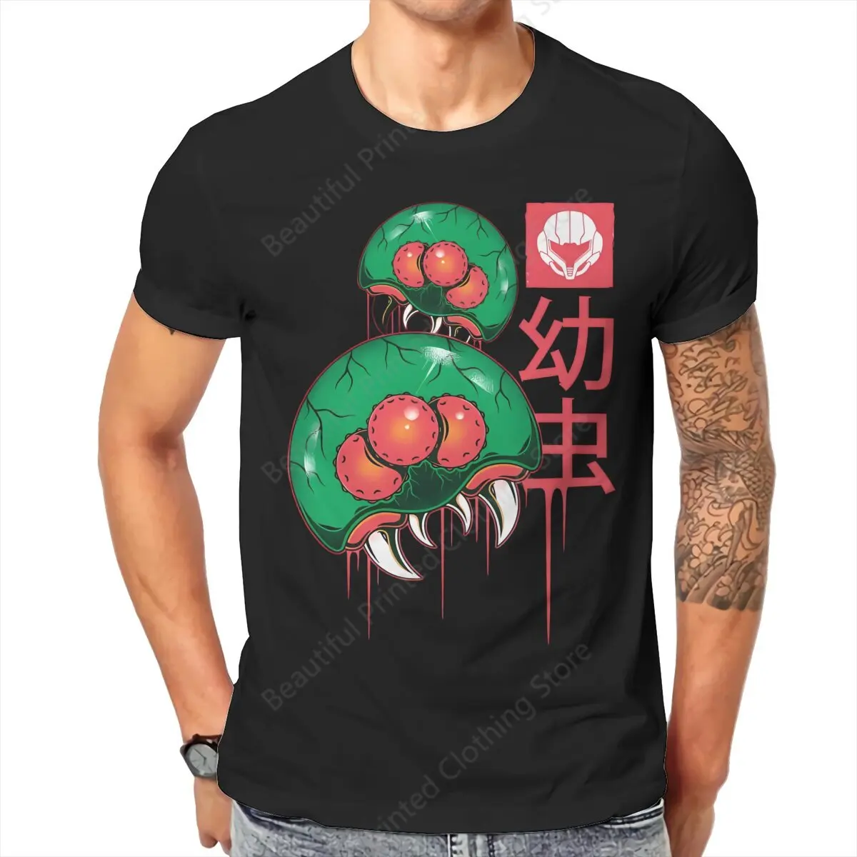 Metroid Samus Aran Game Men Women Trend Fun T-shirt The Larvas Funny Printing  T-shirts Fashion Loose Tops Street Short Sleeve