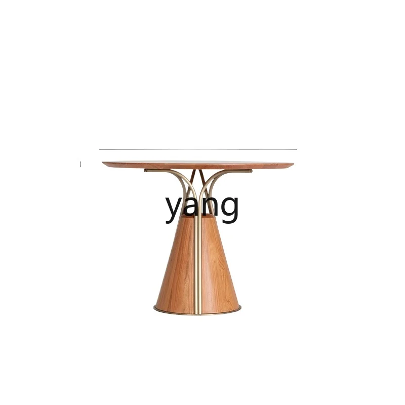 

LMM Nordic small apartment log dining table solid wood round table household dining table