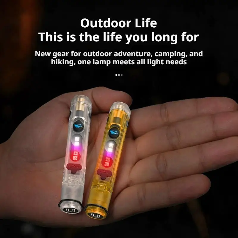 Mini Pocket LED Flashlight USB Rechargeable Torch Keychain Clip Cap Light Long Endurance Emergency Hiking Camping Outdoor