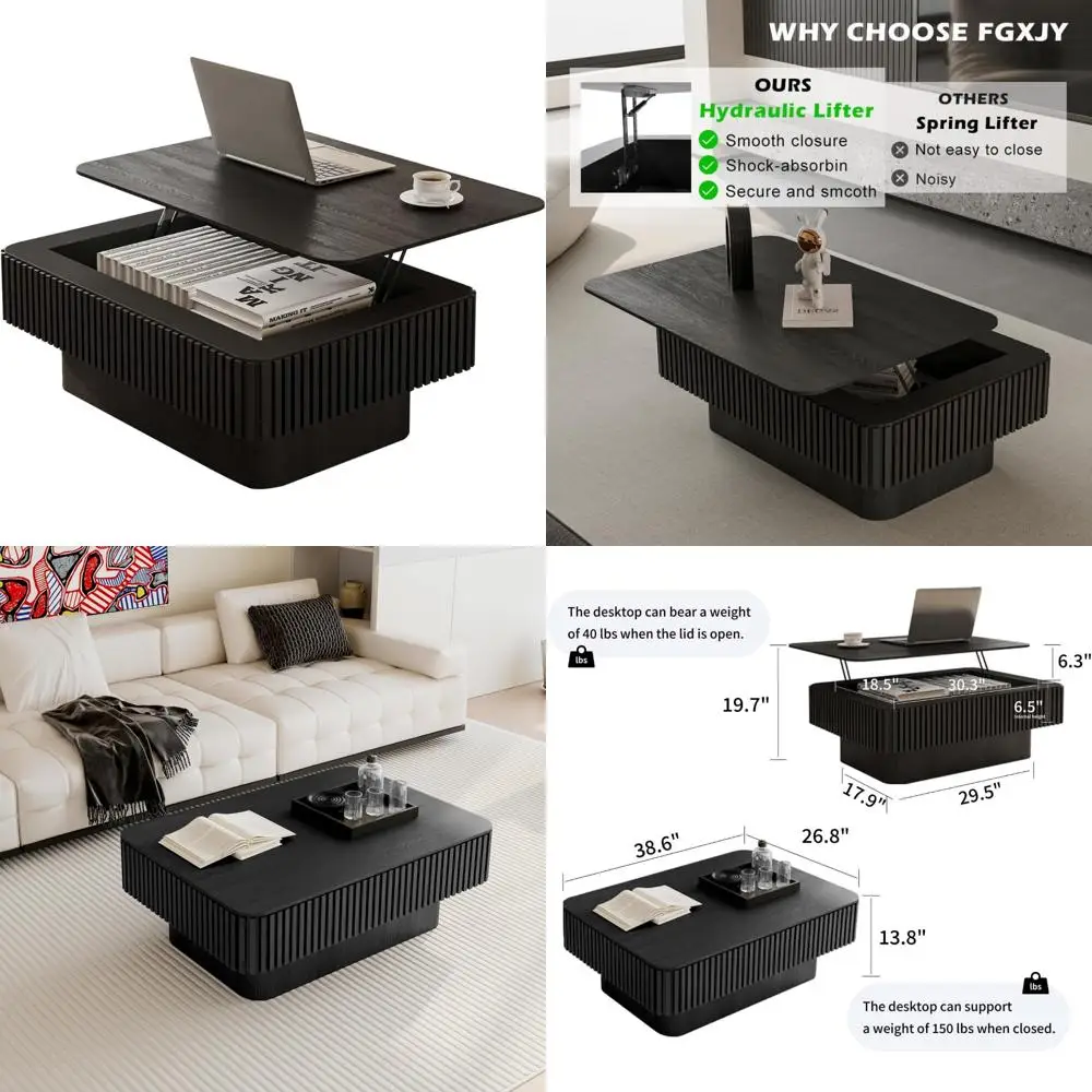 

Поднятый журнальный столик из массива дерева с регулируемой высотой, декоративный рифленый акцентный столик для гостиных